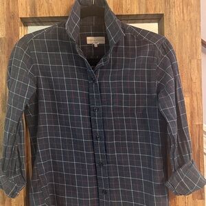 Sarah Alexandra Women's Blue Checkered Button Down Shirt